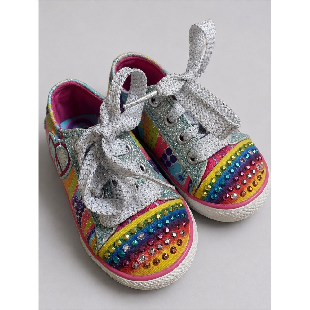 Skechers Twinkle Toes Canvas Rainbow Rhinestone 5 Toddler Sneaker